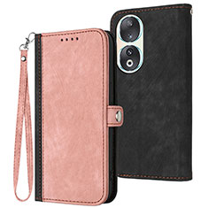 Coque Portefeuille Livre Cuir Etui Clapet YX1 pour Huawei Honor 90 5G Or Rose