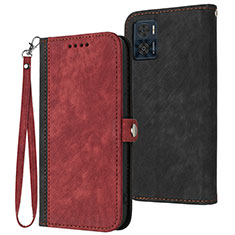 Coque Portefeuille Livre Cuir Etui Clapet YX1 pour Motorola Moto E22 Rouge