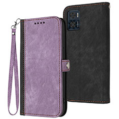 Coque Portefeuille Livre Cuir Etui Clapet YX1 pour Motorola Moto E22 Violet