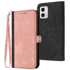 Coque Portefeuille Livre Cuir Etui Clapet YX1 pour Motorola Moto G 5G (2023) Or Rose