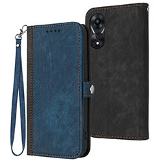 Coque Portefeuille Livre Cuir Etui Clapet YX1 pour Oppo A18 Bleu