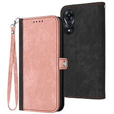 Coque Portefeuille Livre Cuir Etui Clapet YX1 pour Oppo A18 Or Rose