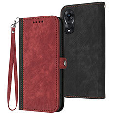 Coque Portefeuille Livre Cuir Etui Clapet YX1 pour Oppo A18 Rouge