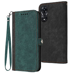 Coque Portefeuille Livre Cuir Etui Clapet YX1 pour Oppo A18 Vert