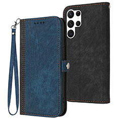 Coque Portefeuille Livre Cuir Etui Clapet YX1 pour Samsung Galaxy S23 Ultra 5G Bleu
