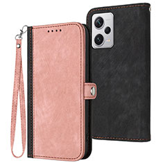 Coque Portefeuille Livre Cuir Etui Clapet YX1 pour Xiaomi Redmi Note 12 Pro+ Plus 5G Or Rose