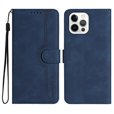 Coque Portefeuille Livre Cuir Etui Clapet YX2 pour Apple iPhone 13 Pro Bleu