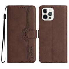 Coque Portefeuille Livre Cuir Etui Clapet YX2 pour Apple iPhone 13 Pro Marron