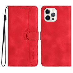 Coque Portefeuille Livre Cuir Etui Clapet YX2 pour Apple iPhone 13 Pro Max Vin Rouge