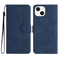 Coque Portefeuille Livre Cuir Etui Clapet YX2 pour Apple iPhone 14 Plus Bleu