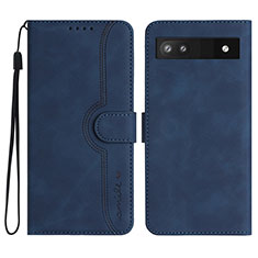 Coque Portefeuille Livre Cuir Etui Clapet YX2 pour Google Pixel 6a 5G Bleu