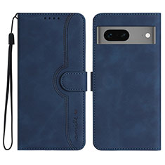 Coque Portefeuille Livre Cuir Etui Clapet YX2 pour Google Pixel 7 5G Bleu