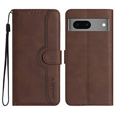 Coque Portefeuille Livre Cuir Etui Clapet YX2 pour Google Pixel 7 5G Marron