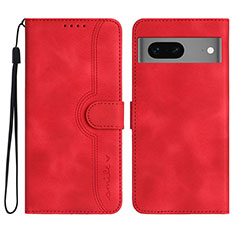 Coque Portefeuille Livre Cuir Etui Clapet YX2 pour Google Pixel 7 5G Rouge