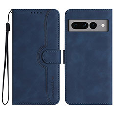 Coque Portefeuille Livre Cuir Etui Clapet YX2 pour Google Pixel 7 Pro 5G Bleu