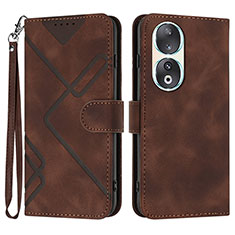 Coque Portefeuille Livre Cuir Etui Clapet YX2 pour Huawei Honor 90 5G Marron