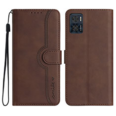 Coque Portefeuille Livre Cuir Etui Clapet YX2 pour Motorola Moto E22 Marron