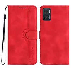 Coque Portefeuille Livre Cuir Etui Clapet YX2 pour Motorola Moto E22 Rouge