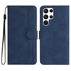 Coque Portefeuille Livre Cuir Etui Clapet YX2 pour Samsung Galaxy S22 Ultra 5G Bleu