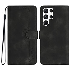 Coque Portefeuille Livre Cuir Etui Clapet YX2 pour Samsung Galaxy S22 Ultra 5G Noir