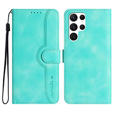 Coque Portefeuille Livre Cuir Etui Clapet YX2 pour Samsung Galaxy S22 Ultra 5G Vert