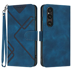 Coque Portefeuille Livre Cuir Etui Clapet YX2 pour Sony Xperia 1 V Bleu