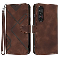 Coque Portefeuille Livre Cuir Etui Clapet YX2 pour Sony Xperia 1 V Marron