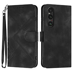 Coque Portefeuille Livre Cuir Etui Clapet YX2 pour Sony Xperia 1 V Noir