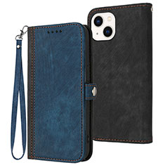 Coque Portefeuille Livre Cuir Etui Clapet YX3 pour Apple iPhone 14 Plus Bleu