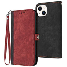 Coque Portefeuille Livre Cuir Etui Clapet YX3 pour Apple iPhone 15 Plus Rouge