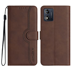 Coque Portefeuille Livre Cuir Etui Clapet YX3 pour Motorola Moto E13 Marron