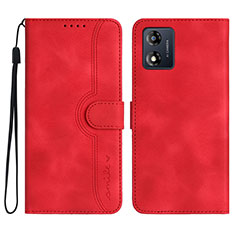 Coque Portefeuille Livre Cuir Etui Clapet YX3 pour Motorola Moto E13 Rouge