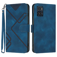 Coque Portefeuille Livre Cuir Etui Clapet YX3 pour Motorola Moto E22 Bleu