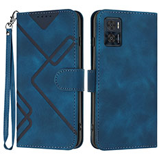 Coque Portefeuille Livre Cuir Etui Clapet YX3 pour Motorola Moto E22i Bleu