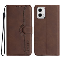 Coque Portefeuille Livre Cuir Etui Clapet YX3 pour Motorola Moto G53y 5G Marron