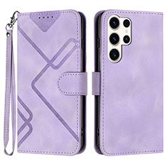 Coque Portefeuille Livre Cuir Etui Clapet YX3 pour Samsung Galaxy S22 Ultra 5G Violet