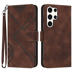 Coque Portefeuille Livre Cuir Etui Clapet YX3 pour Samsung Galaxy S24 Ultra 5G Marron