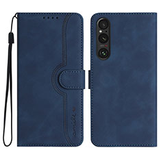 Coque Portefeuille Livre Cuir Etui Clapet YX3 pour Sony Xperia 1 V Bleu