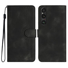 Coque Portefeuille Livre Cuir Etui Clapet YX3 pour Sony Xperia 1 V Noir