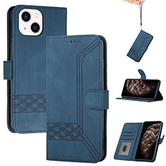 Coque Portefeuille Livre Cuir Etui Clapet YX4 pour Apple iPhone 13 Bleu