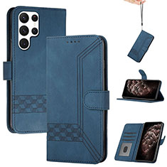 Coque Portefeuille Livre Cuir Etui Clapet YX4 pour Samsung Galaxy S22 Ultra 5G Bleu