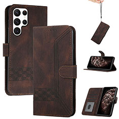 Coque Portefeuille Livre Cuir Etui Clapet YX4 pour Samsung Galaxy S22 Ultra 5G Marron