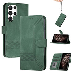 Coque Portefeuille Livre Cuir Etui Clapet YX4 pour Samsung Galaxy S22 Ultra 5G Vert