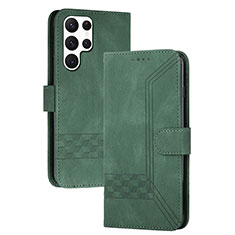 Coque Portefeuille Livre Cuir Etui Clapet YX4 pour Samsung Galaxy S24 Ultra 5G Vert