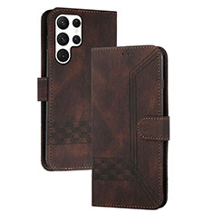 Coque Portefeuille Livre Cuir Etui Clapet YX4 pour Samsung Galaxy S25 Ultra 5G Marron