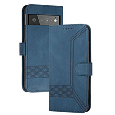 Coque Portefeuille Livre Cuir Etui Clapet YX5 pour Google Pixel 6 5G Bleu