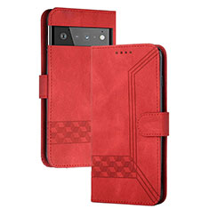 Coque Portefeuille Livre Cuir Etui Clapet YX5 pour Google Pixel 6 5G Rouge