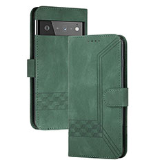 Coque Portefeuille Livre Cuir Etui Clapet YX5 pour Google Pixel 6 5G Vert