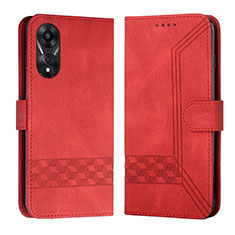 Coque Portefeuille Livre Cuir Etui Clapet YX5 pour Oppo A18 Rouge