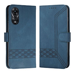 Coque Portefeuille Livre Cuir Etui Clapet YX5 pour Oppo A58 4G Bleu